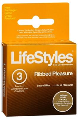 LIFESTYLE CONDOMS RIBBED 3S X 6  - DISCONT